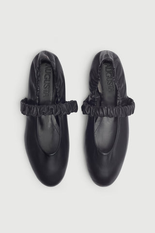 Charlie Ballet Flats in Black Leather