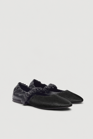 Charlie Ballet Flats in Black Calf Hair