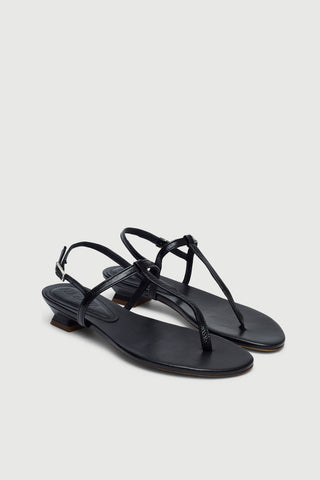 Daphne Sandal in Black Patent Leather