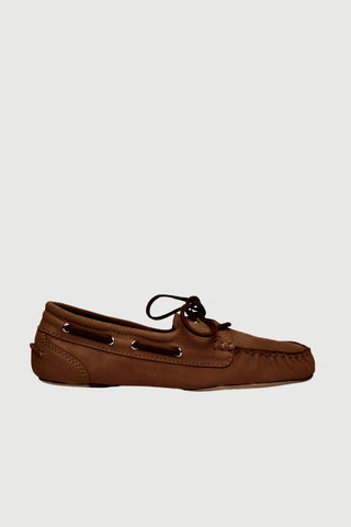 Ivy Boat Shoes in Caramel Nobuk