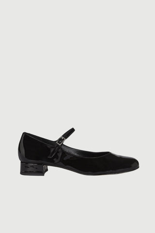 Emilia Mary Janes in Black Patent Leather