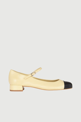 Lola Mary Janes in Beige Leather