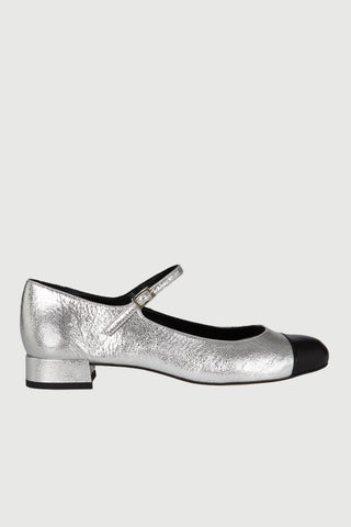 Lola Mary Janes in Silver Leather