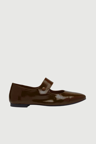 Greta Babies en cuir verni chocolat