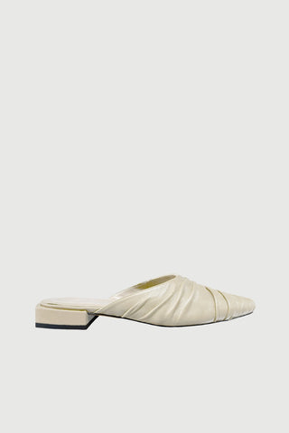 Heidi Mules in Cream Leather