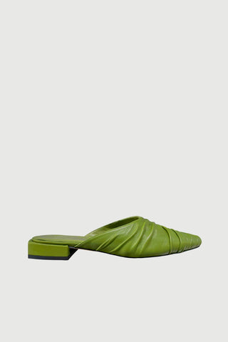 Heidi Mules in Green Leather