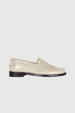 Zoe Loafers in Croc-effect Beige Leather - Size 37