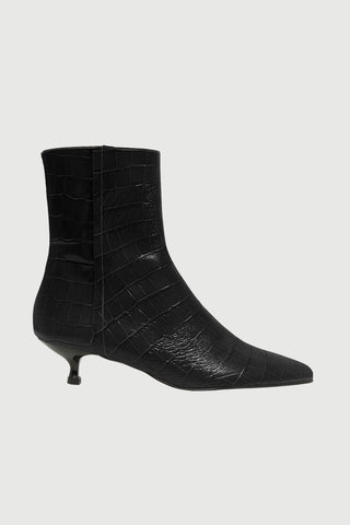 Paula Ankle Boots in Black Croco-effect
