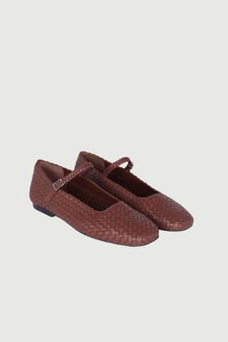 Julieta Mary Janes in Chocolate Braided Leather