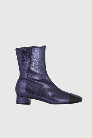 Laurie Bottines en Cuir Bleu Métallisé