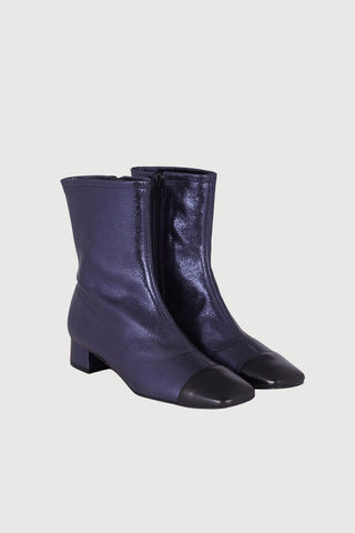 Laurie Ankle Boots in Ocean-coloured Metallic Leather