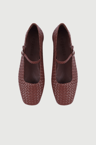 Julieta Mary Janes in Chocolate Braided Leather