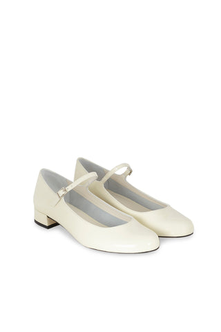 Emilia Mary Janes in Cream Patent Leather - Size 40