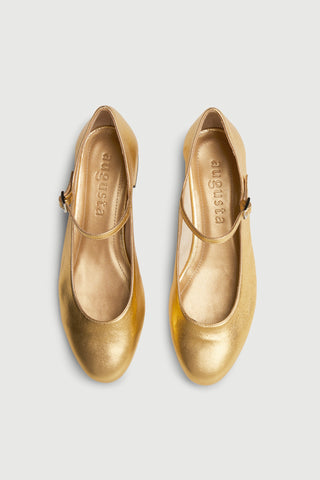 Emilia Mary Janes in Gold Leather