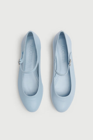 Emilia Mary Janes in Light Blue Leather