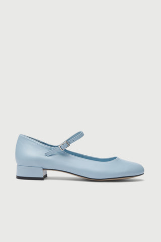 Emilia Mary Janes in Light Blue Leather