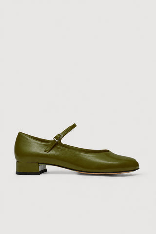 Emilia Mary Janes in Khaki Leather
