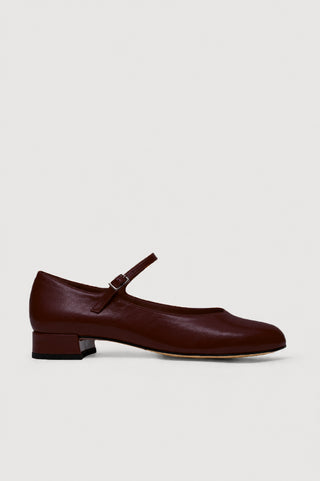 Emilia Mary Janes in Burgundy Leather