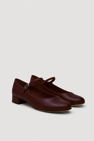 Emilia Mary Janes in Burgundy Leather
