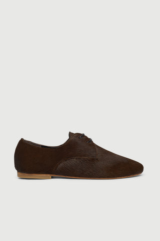 Emma Oxford Flats in Brown Calf Hair