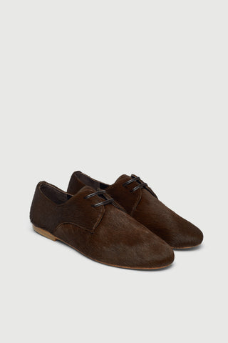 Emma Oxford Flats in Brown Calf Hair