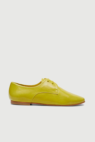 Emma Derbies en Cuir Verni Citron Vert