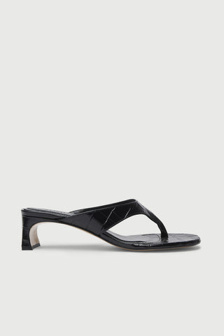 Farah Sandalias en Piel Negra efecto Cocodrilo