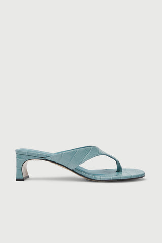 Farah Sandalias en Piel Azul claro con efecto cocodrilo
