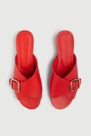 Grace Sandal in Red Leather - Size 39