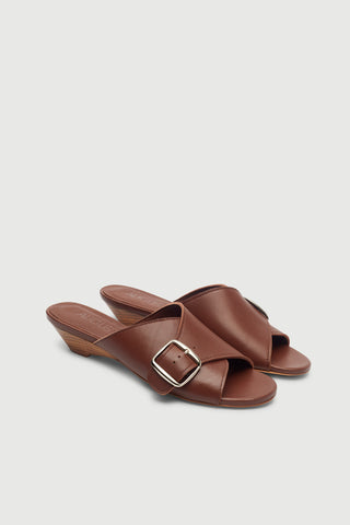 Grace Sandales en Cuir en couleur Chocolat