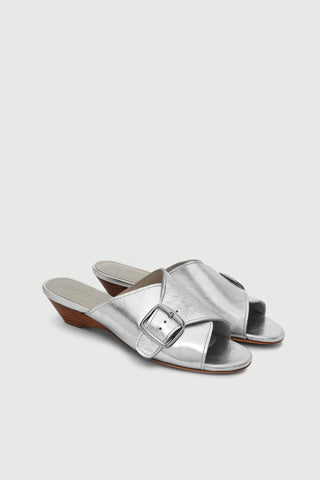 Grace Sandalias en Piel Plateada