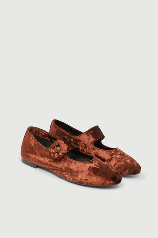 Greta Mary Janes in Chocolate Velvet