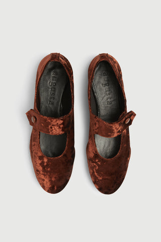 Greta Mary Janes in Chocolate Velvet