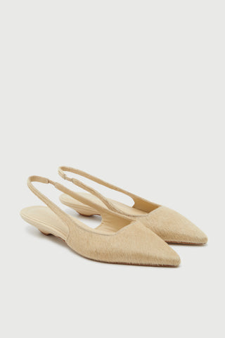 Harper Slingback Flats in Beige Calf Hair