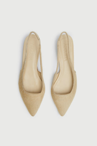 Harper Bailarinas Slingback en pelo de becerro beige