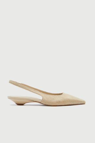 Harper Slingback Flats in Beige Calf Hair