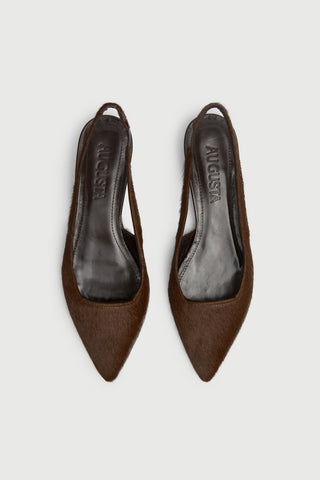 Harper Slingback Flats in Chocolate Calf Hair