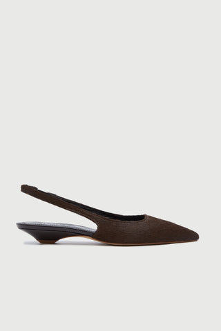 Harper Bailarinas Slingback de pelo de becerro color chocolate