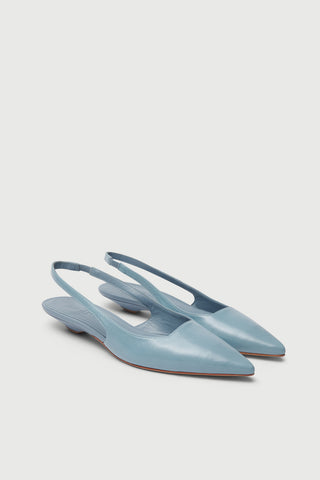 Harper Slingback Flats in Light Blue Leather