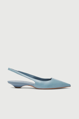 Harper Slingback Flats in Light Blue Leather