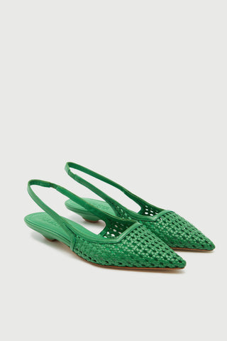 Harper Slingback in Green Woven Leather