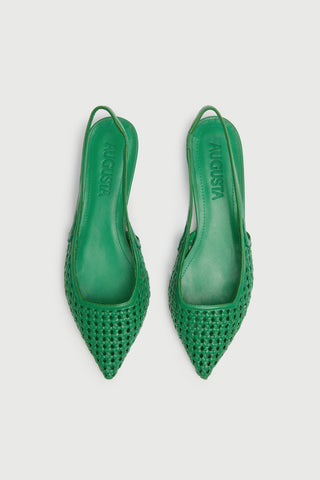 Harper Bailarinas Slingback en Piel Trenzada Verde