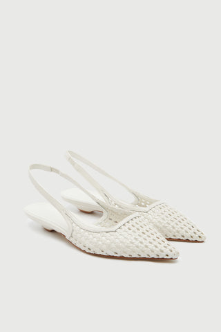 Harper Slingback in White Woven Leather - Size 39