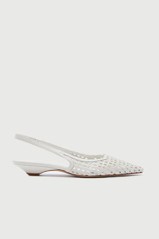 Harper Slingback en Piel Trenzada Blanca - Talla 39