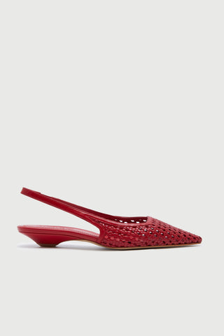 Harper Slingback en Cuir Tressé Rouge