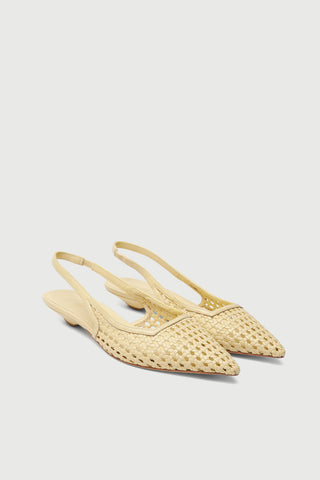 Harper Slingback Flats in Vanilla Woven Leather