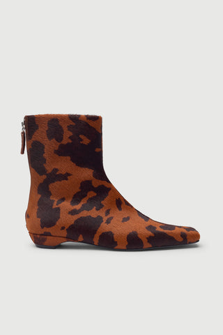 Hunter Ankle Boots in Caramel Cow Print Calf Hair