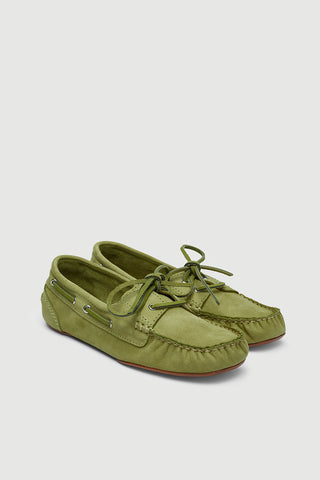 Ivy Boat Shoes in Green Nobuk