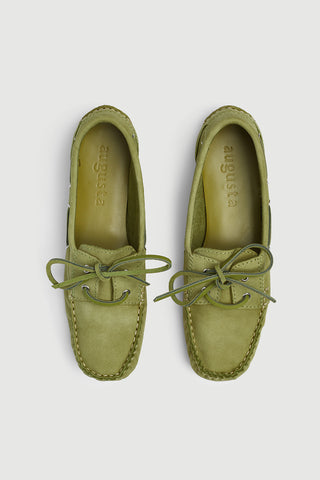 Ivy Boat Shoes in Green Nobuk