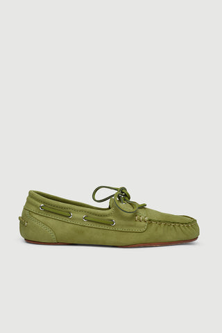 Ivy Boat Shoes in Green Nobuk